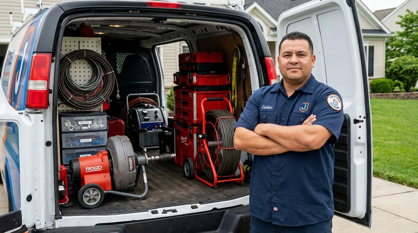 Professional drain cleaning equipment and Johns Plumbing LLC plumber in Cathedral City