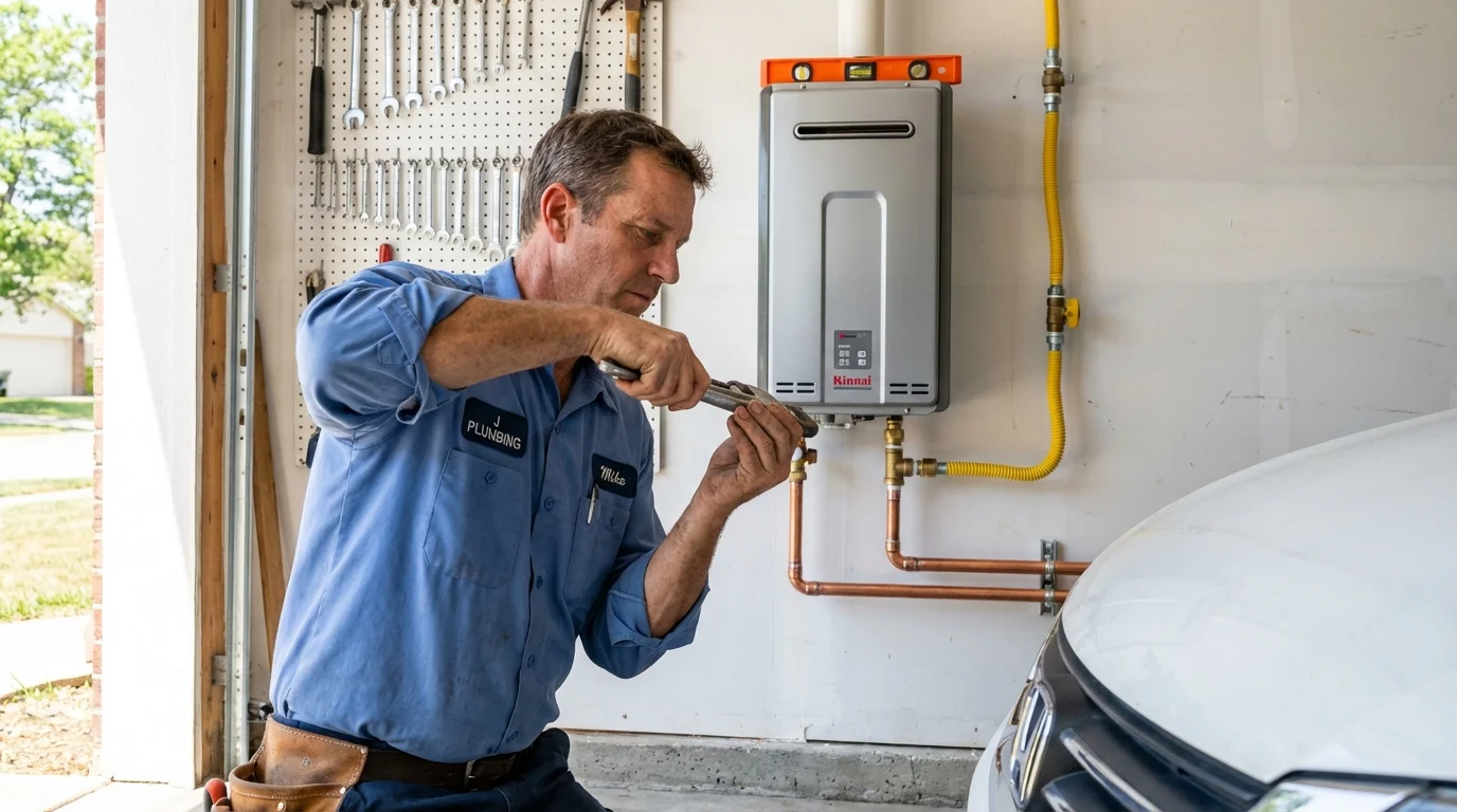 Tankless water heater installation by a Johns Plumbing LLC plumber in Cathedral City