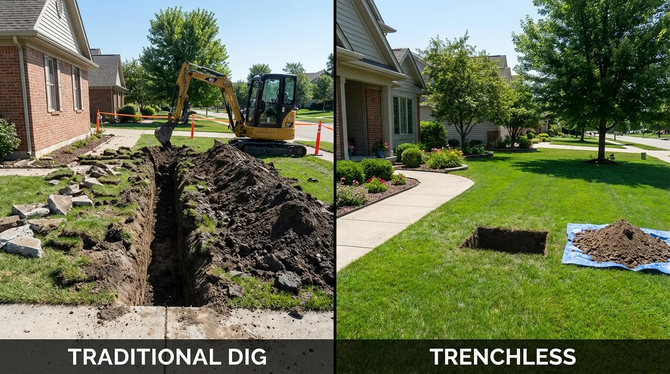Trenchless sewer repair with minimal yard damage versus traditional excavation in Cathedral City, CA